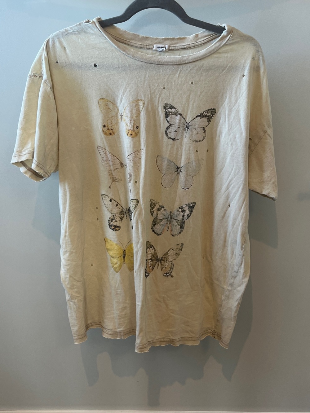 Garage Butterfly Graphic Tee in Cream and Yellow